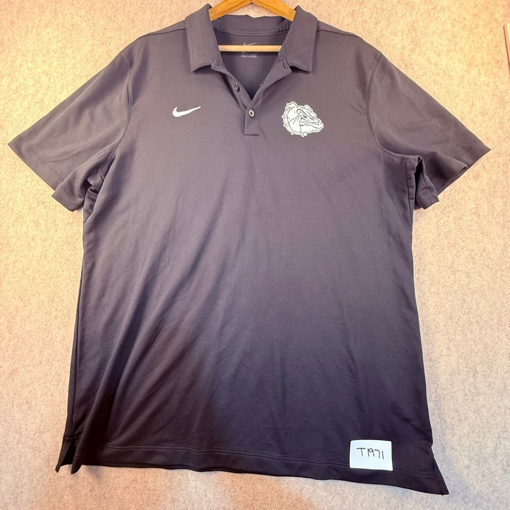 Nike Mens Dri-FIT Bulldog Graphic Polo Shirt Navy Blue XL Short Sleeve